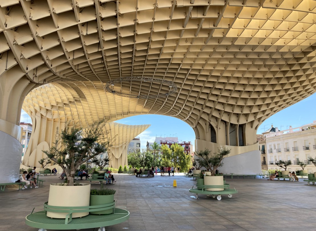 Upstairs in Las Setas market in Seville shaped like a mushroom